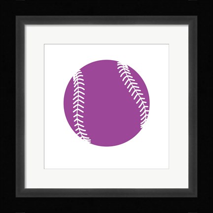 Framed Violet Softball on White Print