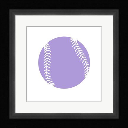 Framed Purple Softball on White Print
