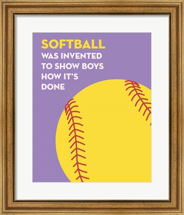 Framed Softball Quote - Yellow on Purple Print