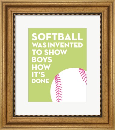 Framed Softball Quote - White on Lime Print