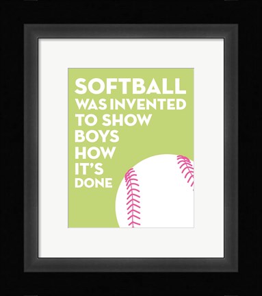 Framed Softball Quote - White on Lime Print