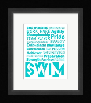 Framed Swimming Word Cloud - Teal Print