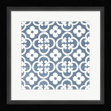 Framed Chambray Tile I Print