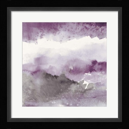 Framed Midnight at the Lake III Amethyst and Grey Print
