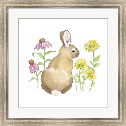 Framed Wildflower Bunnies I Sq Print