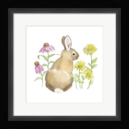 Framed Wildflower Bunnies I Sq Print