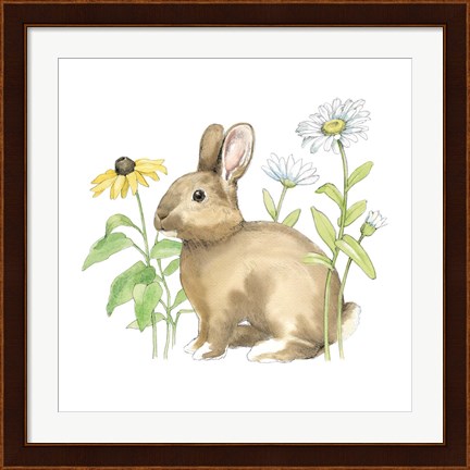Framed Wildflower Bunnies II Sq Print