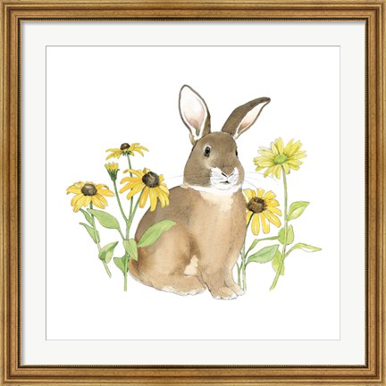Framed Wildflower Bunnies III Sq Print