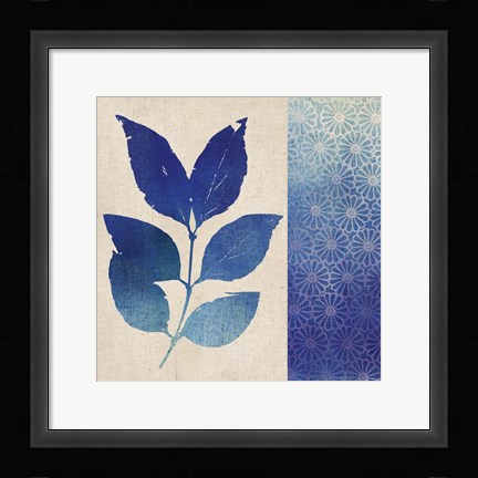 Framed Indigo Leaves I Print