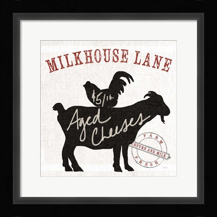 Framed Farm Linen Goat Black Print