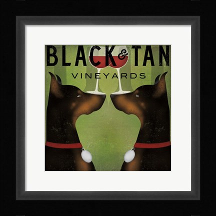 Framed Black and Tan Vineyards Print
