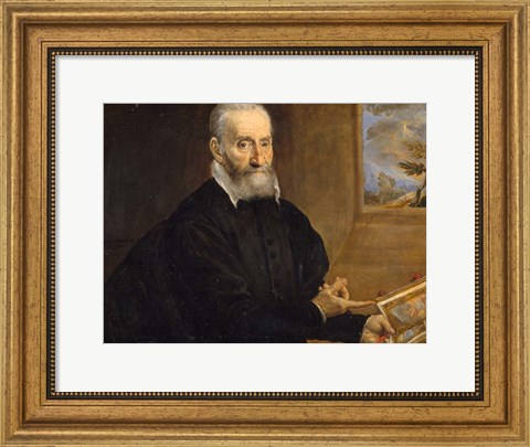 Framed Portrait of Giulio Clovio Holding the Farnese Hours Print