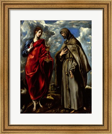 Framed Saint John the Baptist and Saint Saints John and Francis of Assisi c. 1600 Print