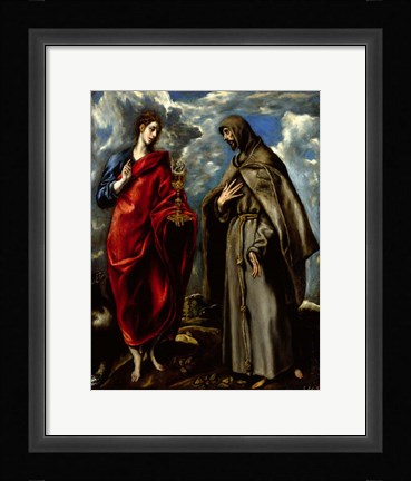 Framed Saint John the Baptist and Saint Saints John and Francis of Assisi c. 1600 Print