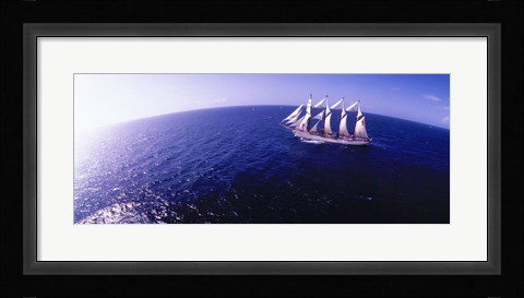 Framed Tall Ship at Sea, Puerto Rico Print