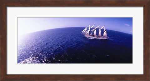 Framed Tall Ship at Sea, Puerto Rico Print