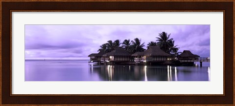 Framed Resort at Dusk, Tahiti, French Polynesia Print