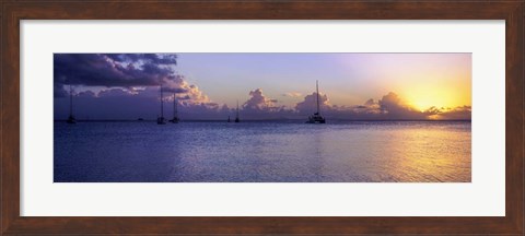Framed Boats in the Pacific ocean, Tahiti, French Polynesia Print