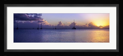 Framed Boats in the Pacific ocean, Tahiti, French Polynesia Print