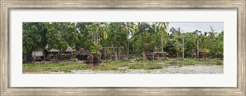 Framed Houses on the Bank of the Sepik River, Papua New Guinea Print