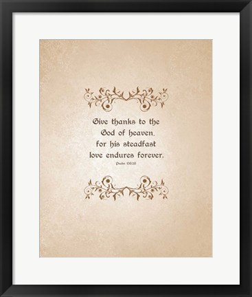 Framed Psalm 136:26, Give Thanks (Beige) Print
