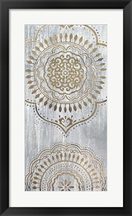 Framed Indigo Mandala I - Metallic Foil Print