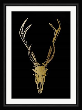 Framed Gold Foil Rustic Mount I on Black - Metallic Foil Print