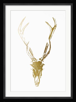Framed Gold Foil Rustic Mount I on White - Metallic Foil Print