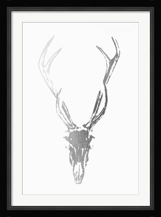 Framed Silver Foil Rustic Mount I on White - Metallic Foil Print
