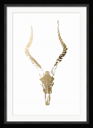 Framed Gold Foil Rustic Mount II on White - Metallic Foil Print