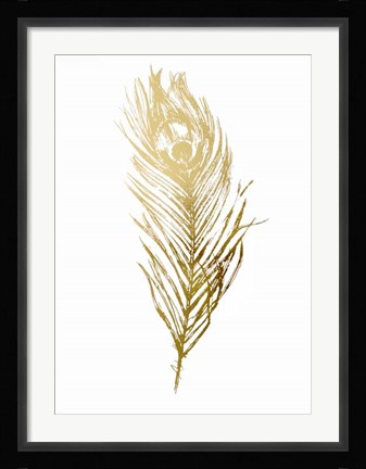 Framed Gold Foil Feather II - Metallic Foil Print