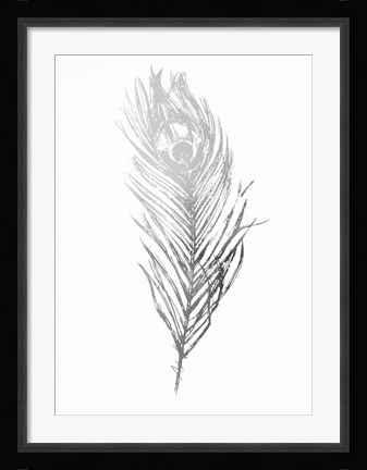 Framed Silver Foil Feather II - Metallic Foil Print