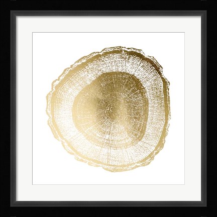 Framed Gold Foil Tree Ring I - Metallic Foil Print