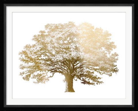 Framed Gold Foil Elephant Tree - Metallic Foil Print