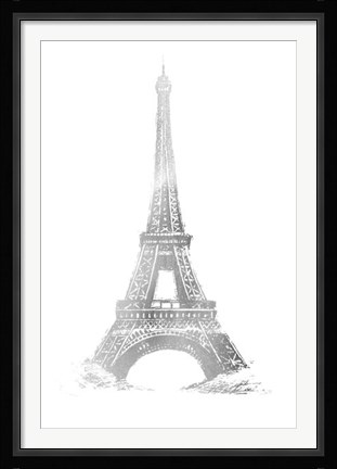 Framed Silver Foil Eiffel Tower - Metallic Foil Print