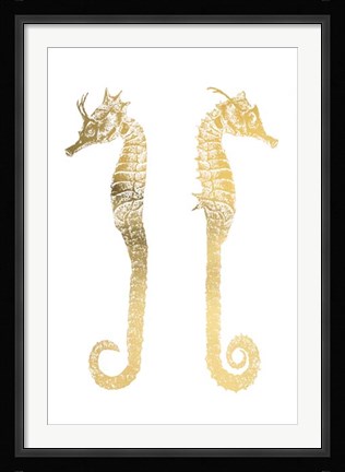 Framed Gold Foil Seahorses - Metallic Foil Print