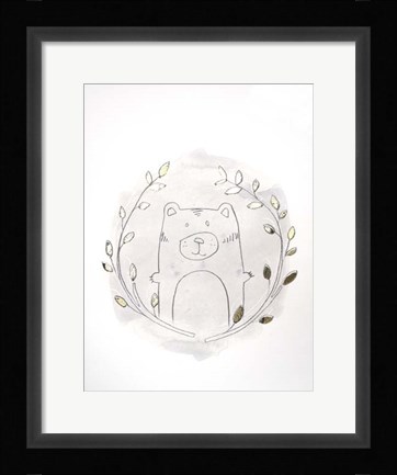 Framed Golden Woodland Vignette IV - Metallic Foil Print