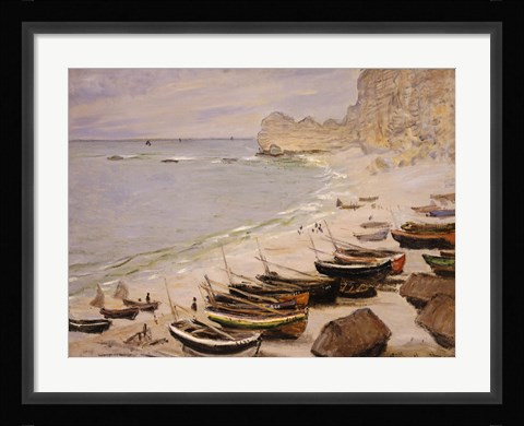 Framed Boats on the Beach at Etretat, 1883 Print