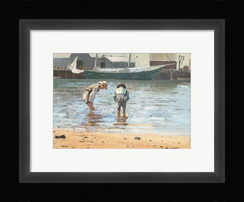 Framed Boys Wading, 1873 Print