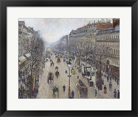 Framed Boulevard Montmartre, Morning, Cloudy Weather, 1897 Print