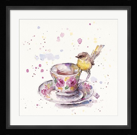 Framed Tea Time (Eastern Yellow Robin) Print