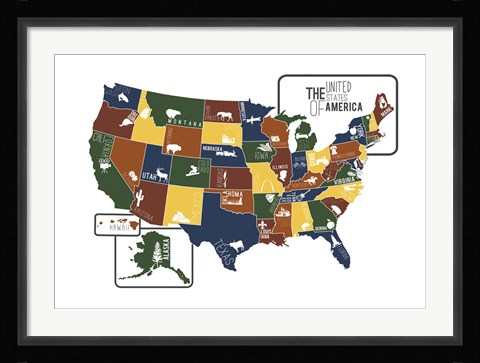 Framed USA Map Print