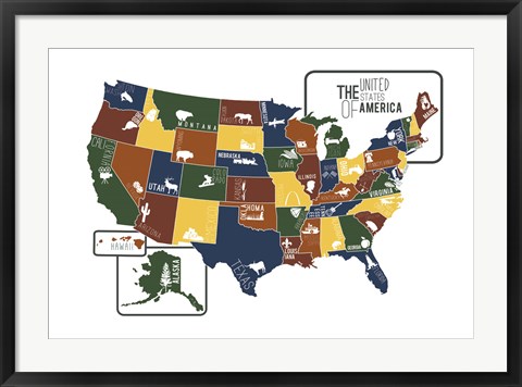 Framed USA Map Print