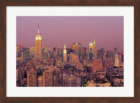 Framed Sunset over Manhattan Print
