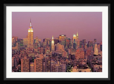 Framed Sunset over Manhattan Print
