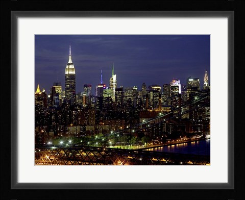 Framed Midtown Manhattan at Night 1 Print
