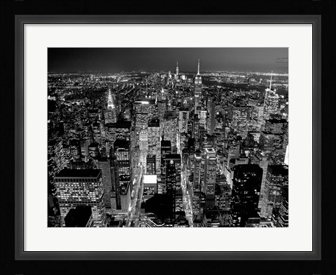 Framed Midtown Manhattan at Night 2 Print