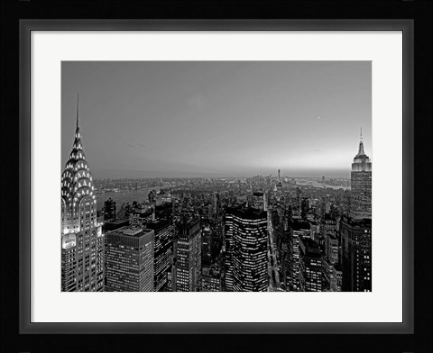 Framed Midtown and Lower Manhattan at dusk Print