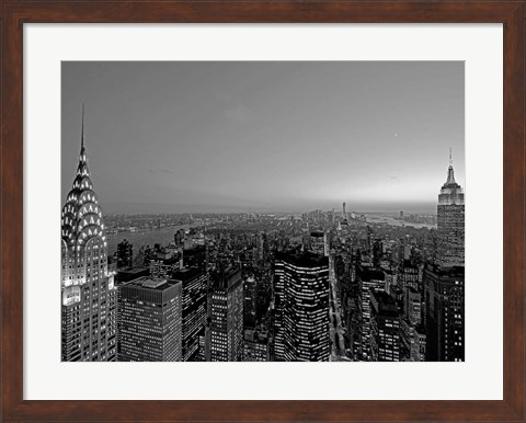 Framed Midtown and Lower Manhattan at dusk Print