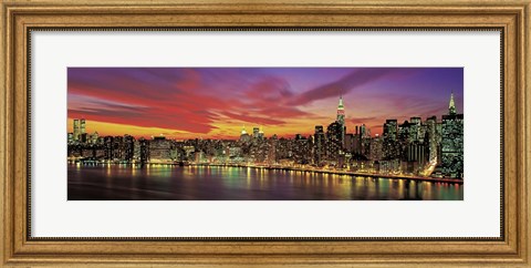 Framed Sunset Over New York (detail) Print
